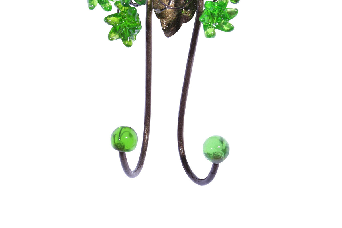 Wall Hook with green resin flowers decorative wall hanger for towel, cloths keys.