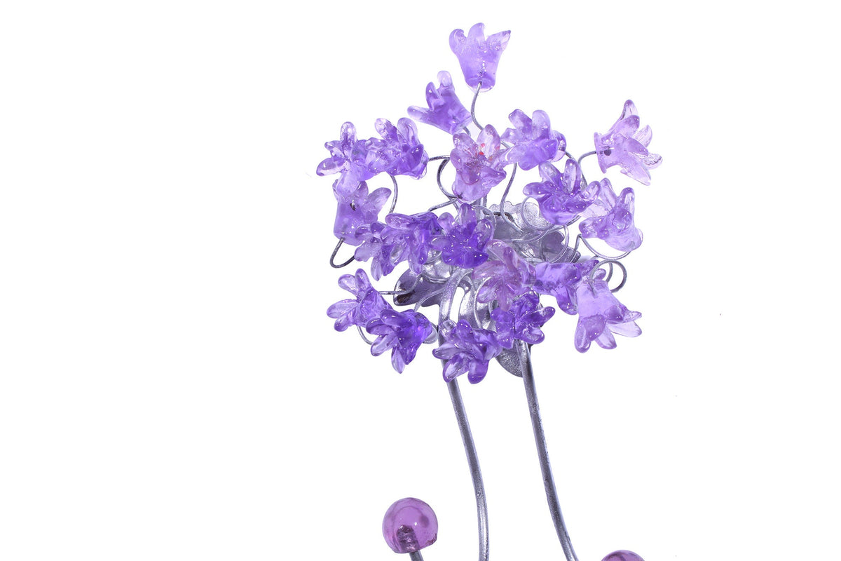 Wall Hook with purple resin flowers decorative wall hanger for towel, cloths keys.