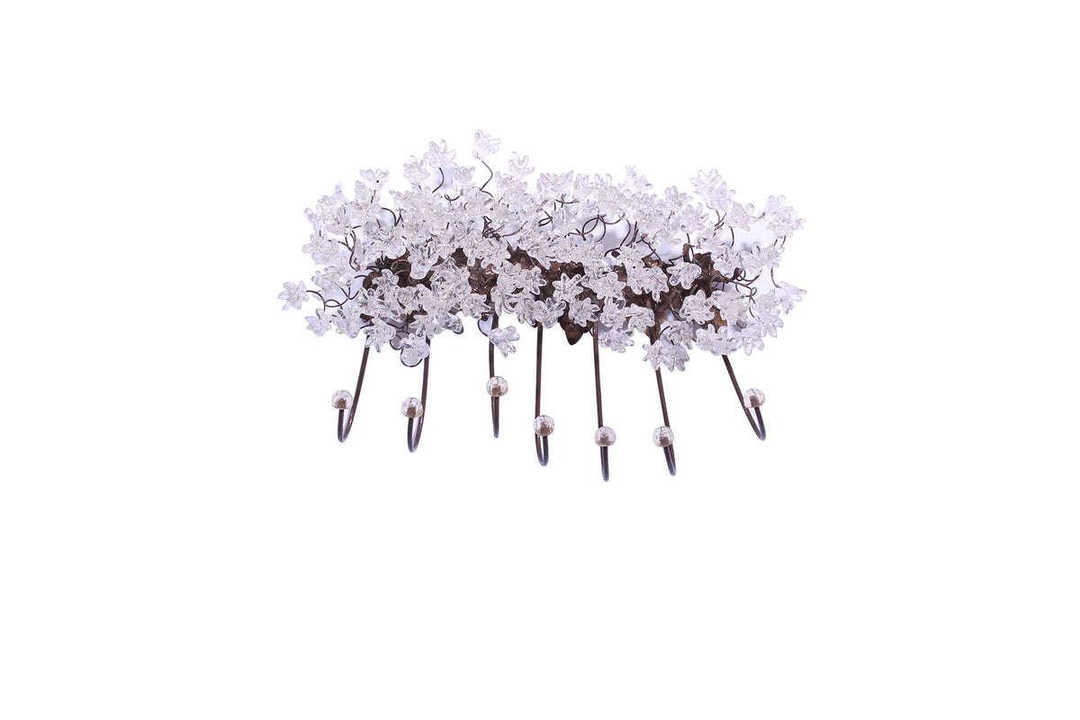 Unique hooks Coat Rack, Wall Hook with clear transparent resin flowers and leaves, decorative wall hanger.
