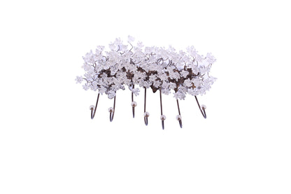 Unique hooks Coat Rack, Wall Hook with clear transparent resin flowers and leaves, decorative wall hanger.