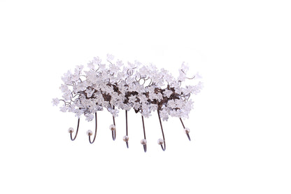 Unique hooks Coat Rack, Wall Hook with clear transparent resin flowers and leaves, decorative wall hanger.