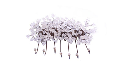 Unique hooks Coat Rack, Wall Hook with clear transparent resin flowers and leaves, decorative wall hanger.