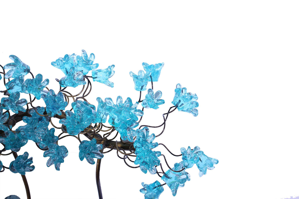 Handmade Metal 6-Hook Coat Rack: Light Blue Resin Flower Leaf Wall Towel Hanger