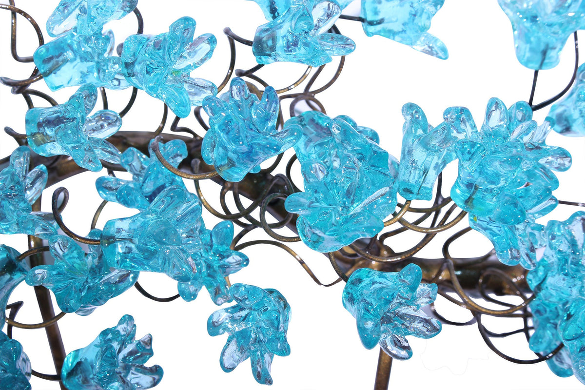 Handmade Metal 6-Hook Coat Rack: Light Blue Resin Flower Leaf Wall Towel Hanger