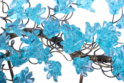 Handmade Metal 6-Hook Coat Rack: Light Blue Resin Flower Leaf Wall Towel Hanger
