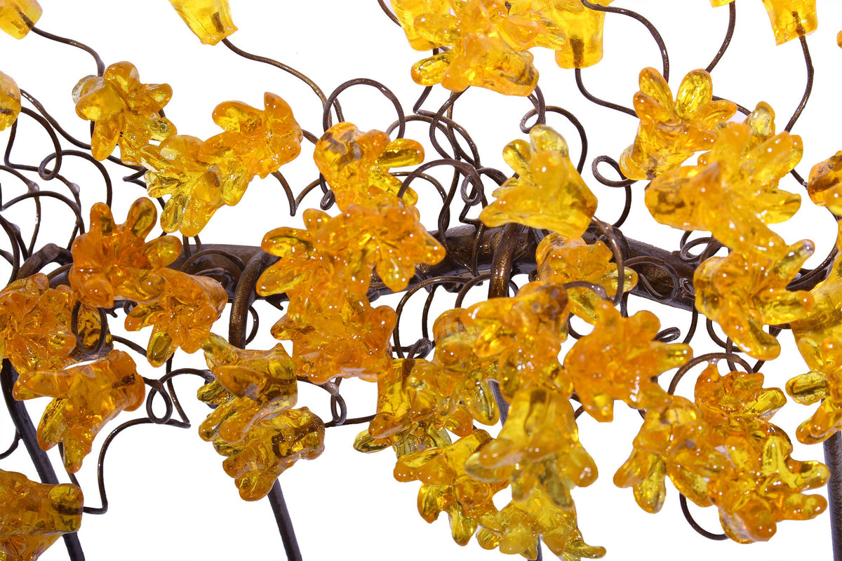 Unique hooks Coat Rack, Wall Hook with yellow resin flowers and leaves, decorative wall hanger.
