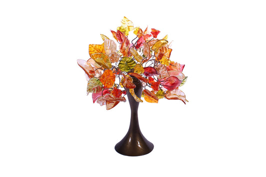 Orange bedside table lamp, with warm color flowers and leaves desk lamp, Decoration handmade Light for bedside table