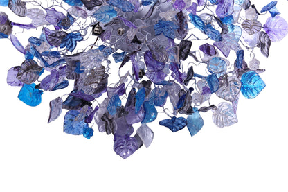 Large 30 inch Flush Mount Ceiling Light: Purple Blue Gray Resin Flowers