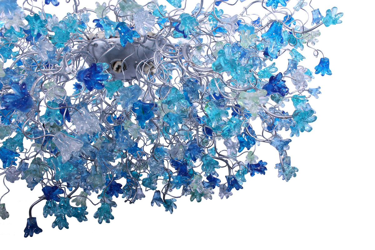 Grand Blue & Gray Flower Light Chandelier