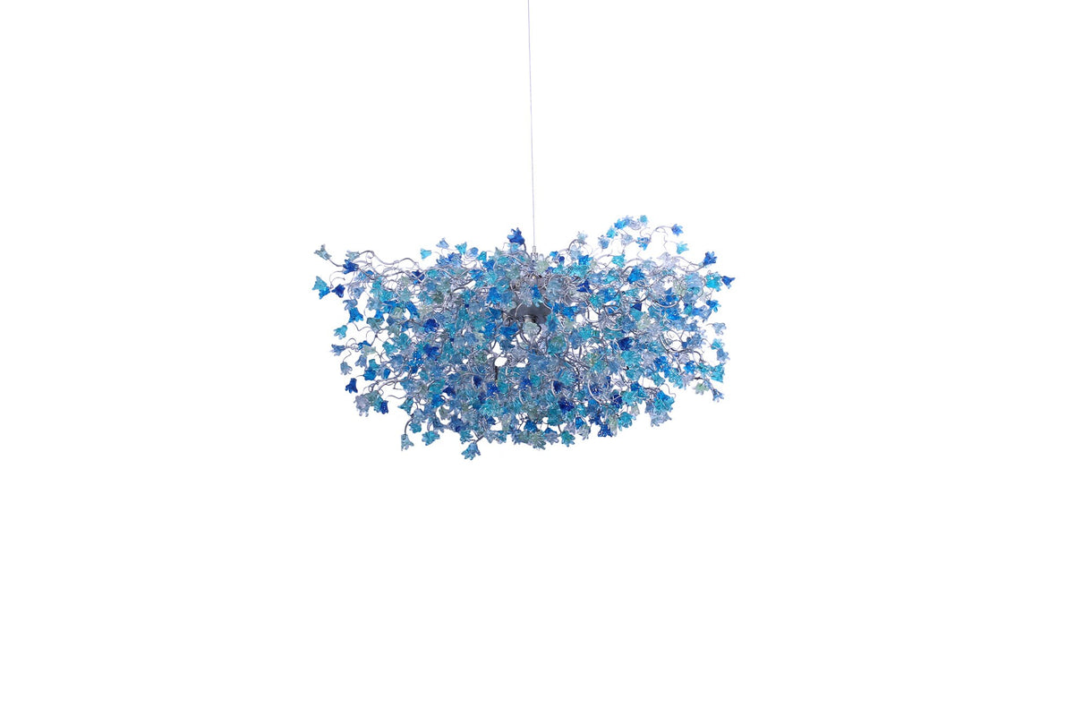 Grand Blue & Gray Flower Light Chandelier