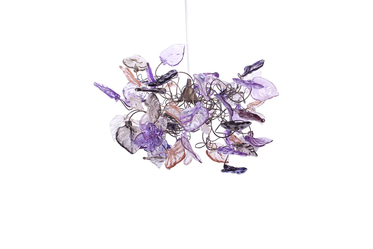 Ceiling light fixture - purple & gray colors leaves. hanging lamp pendant lighting