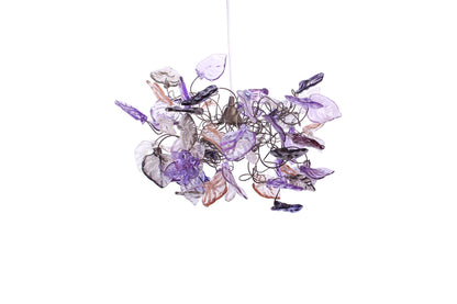 Ceiling light fixture - purple & gray colors leaves. hanging lamp pendant lighting