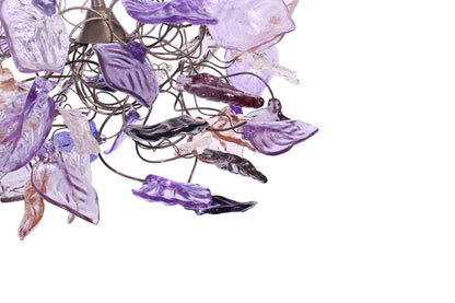 Ceiling light fixture - purple & gray colors leaves. hanging lamp pendant lighting