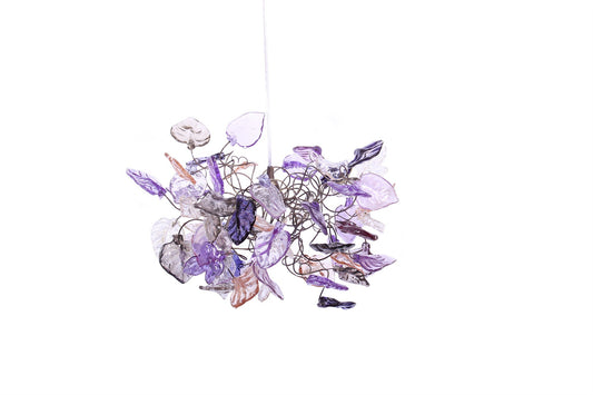 Ceiling light fixture - purple & gray colors leaves. hanging lamp pendant lighting