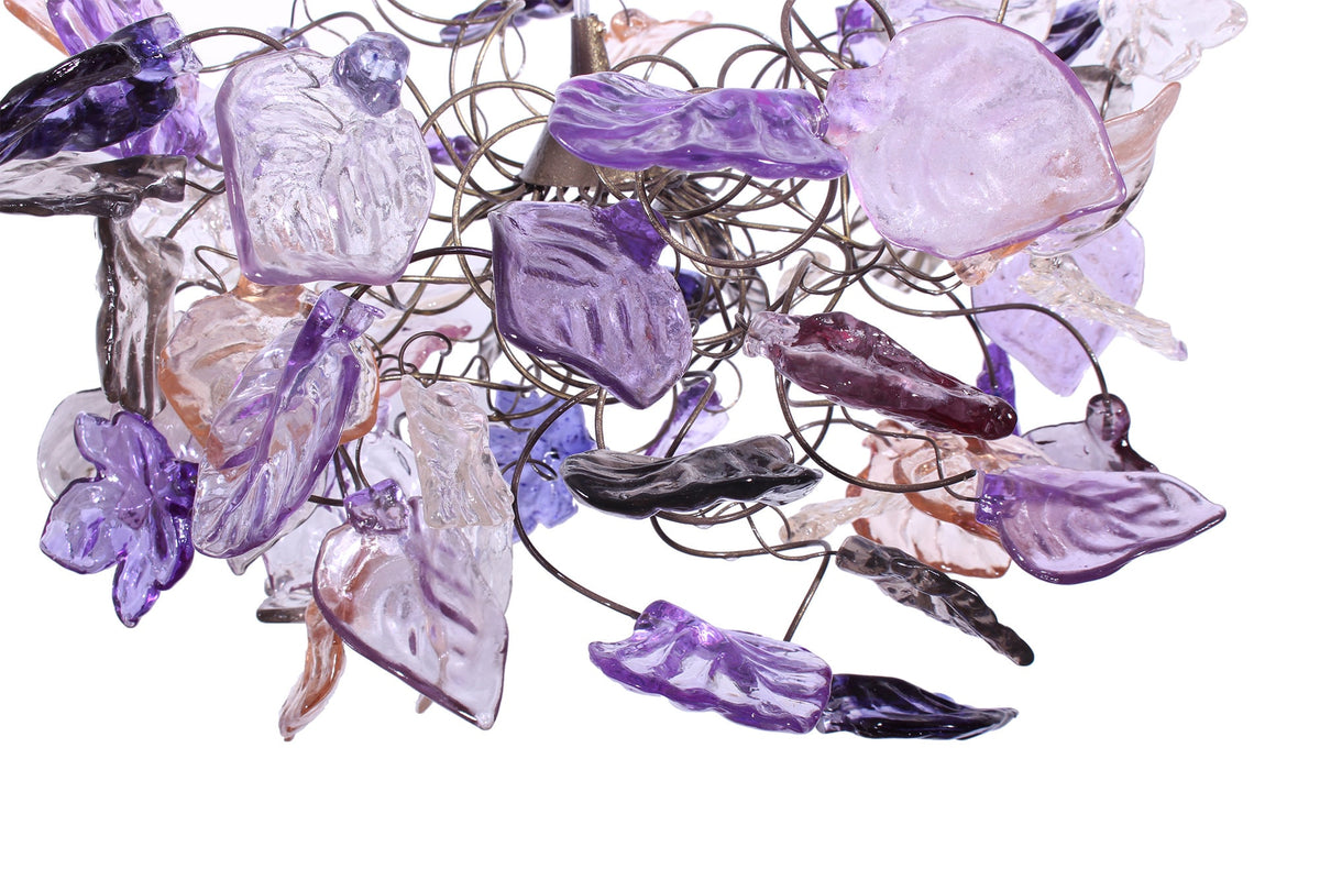 Ceiling light fixture - purple & gray colors leaves. hanging lamp pendant lighting