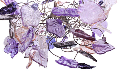 Ceiling light fixture - purple & gray colors leaves. hanging lamp pendant lighting