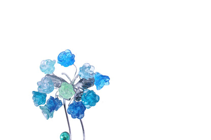 Wall Hook with sea color resin flowers and metal butterfly, decorative wall hanger.