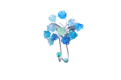 Wall Hook with sea color resin flowers and metal butterfly, decorative wall hanger.