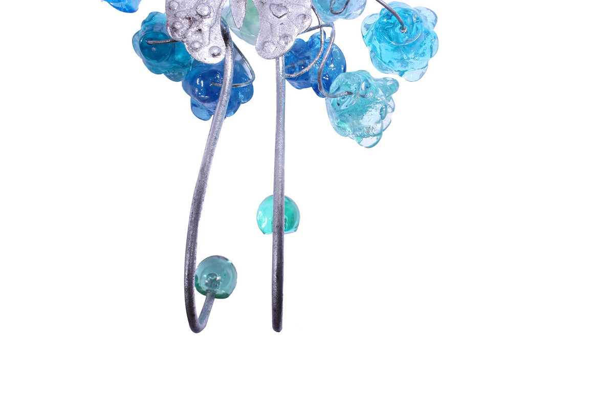 Wall Hook with sea color resin flowers and metal butterfly, decorative wall hanger.