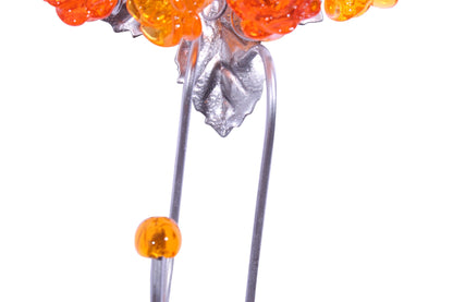 Wall Hook with warm color resin flowers and metal leaves, decorative wall hanger.
