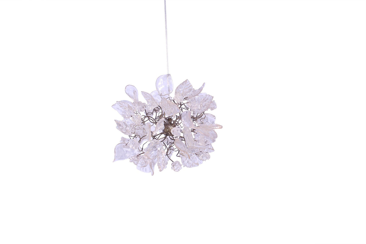 Pendant light with Crystal clear flowers and leaves for hall, bathroom or as a bedside lamp - a unique lighting.