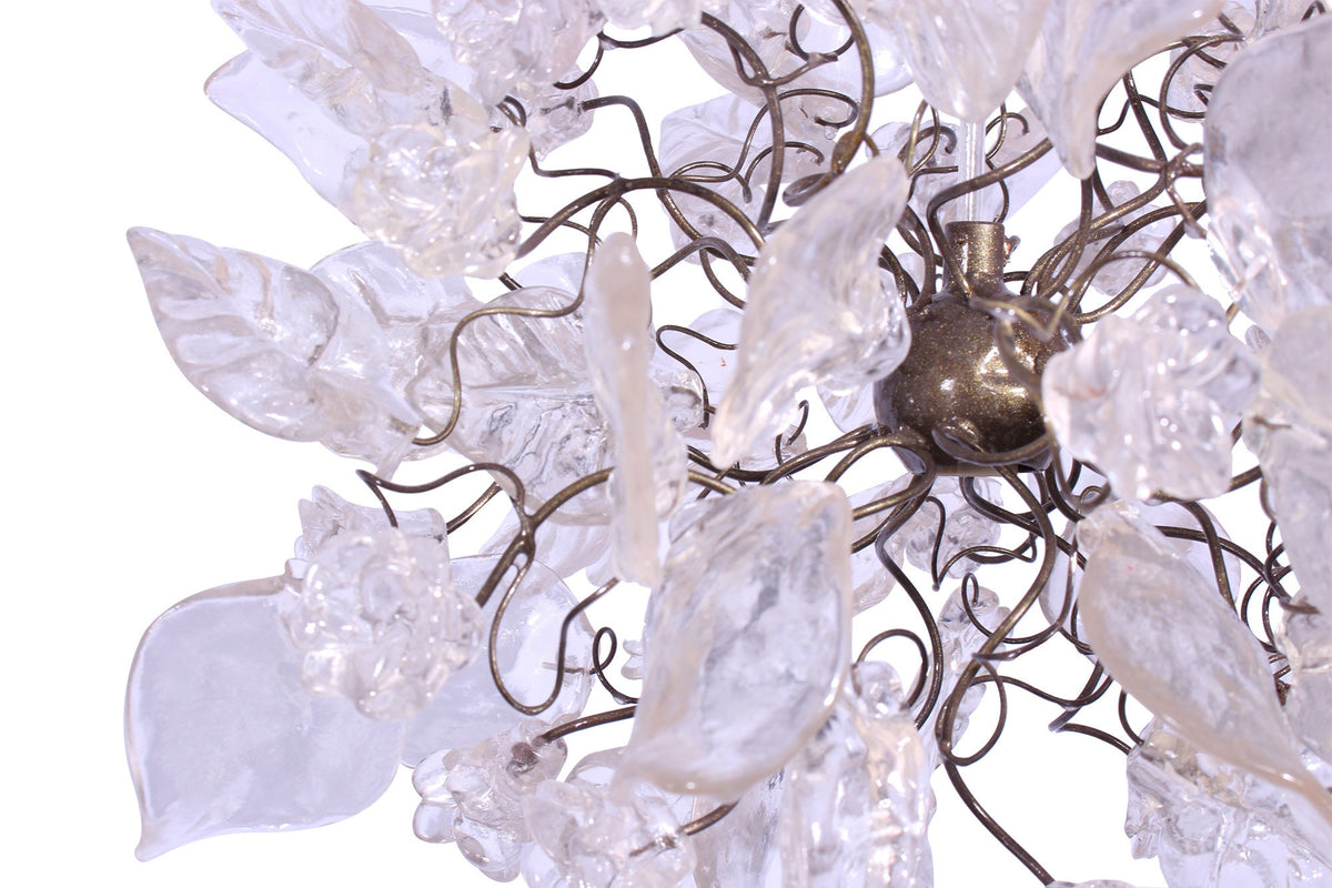 Pendant light with Crystal clear flowers and leaves for hall, bathroom or as a bedside lamp - a unique lighting.