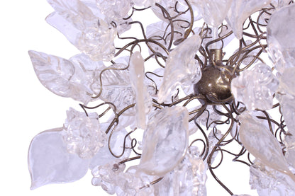 Pendant light with Crystal clear flowers and leaves for hall, bathroom or as a bedside lamp - a unique lighting.