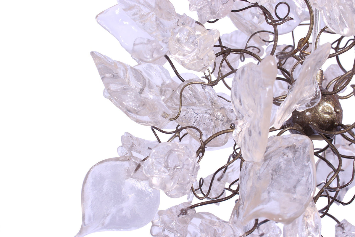 Pendant light with Crystal clear flowers and leaves for hall, bathroom or as a bedside lamp - a unique lighting.