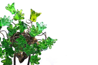 Wall Hook with green resin flowers decorative wall hanger for towel, cloths keys.