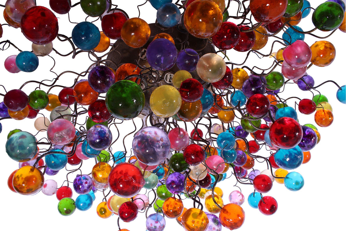 Large Flush mount Ceiling light with multicolored bubbles