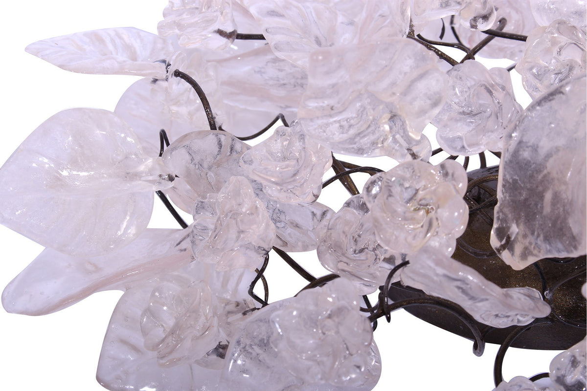 Bronze Sconce With Whimsical Resin Leaves In White & Clear