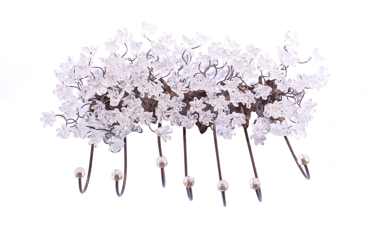 Unique hooks Coat Rack, Wall Hook with clear transparent resin flowers and leaves, decorative wall hanger.