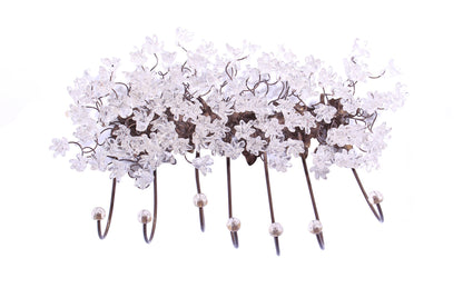 Unique hooks Coat Rack, Wall Hook with clear transparent resin flowers and leaves, decorative wall hanger.