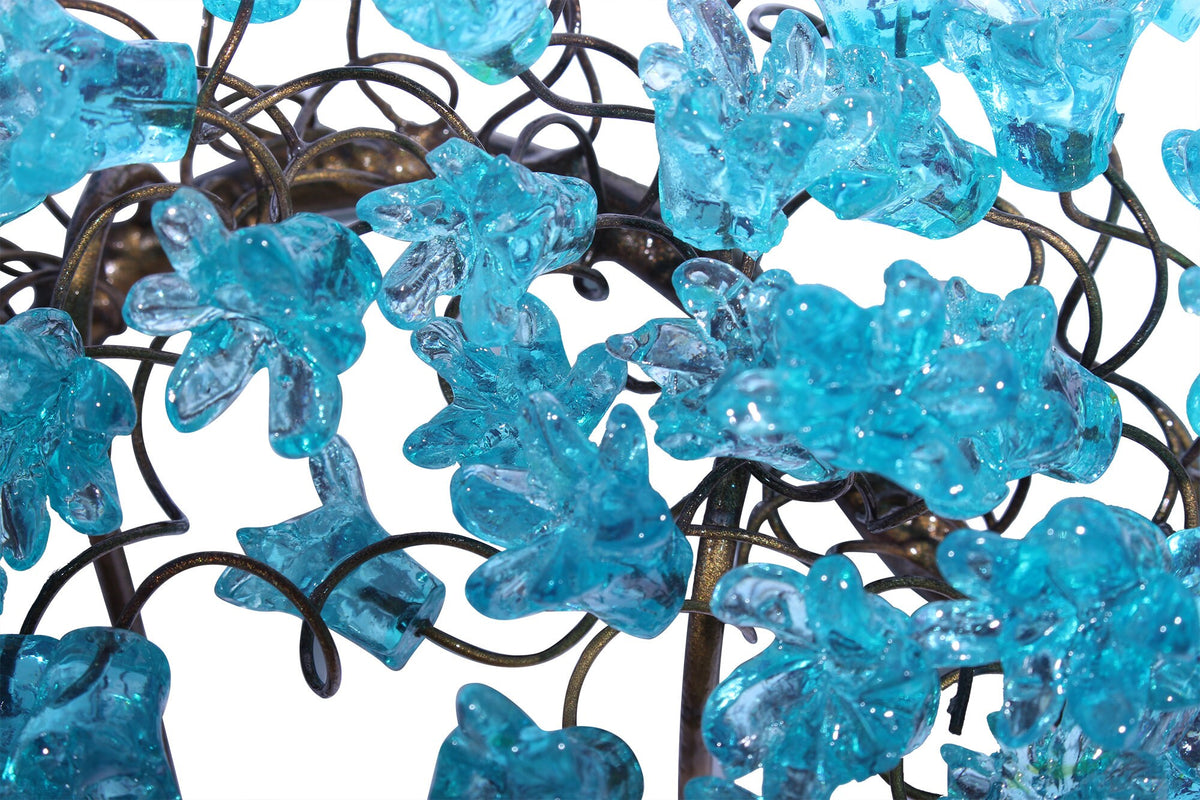Handmade Metal 6-Hook Coat Rack: Light Blue Resin Flower Leaf Wall Towel Hanger
