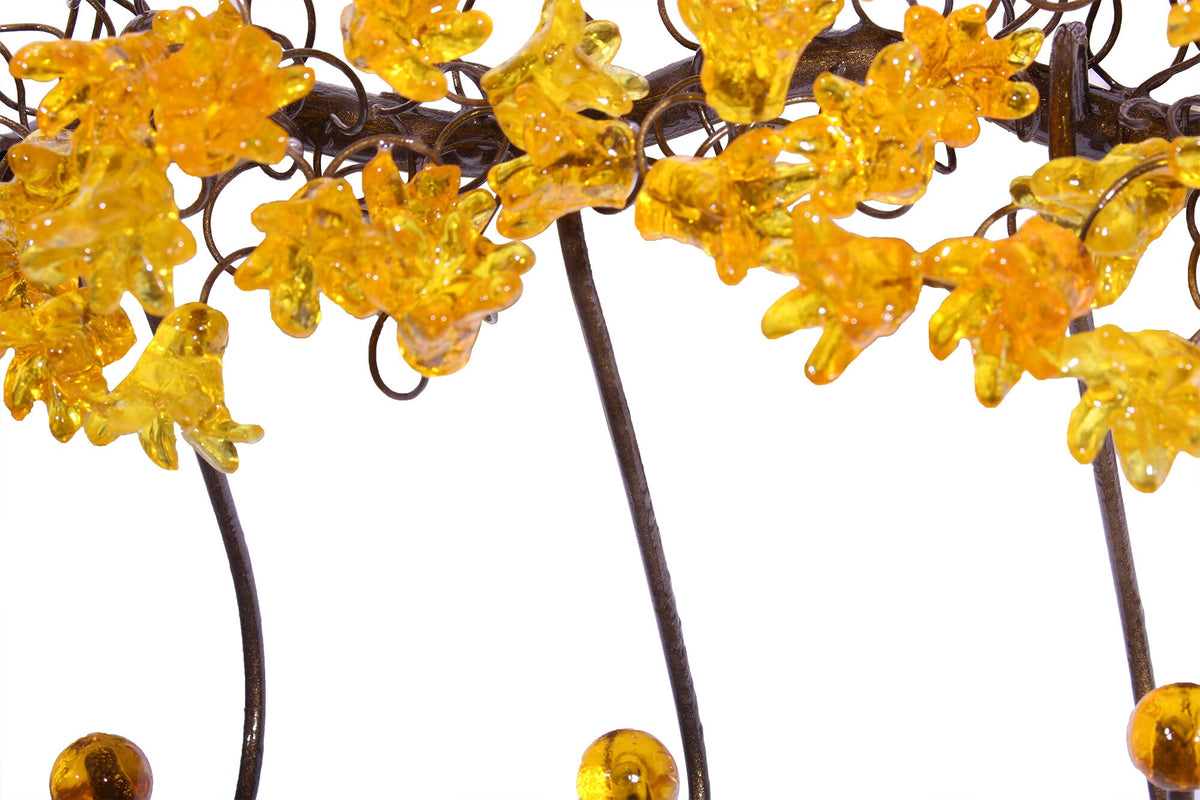 Unique hooks Coat Rack, Wall Hook with yellow resin flowers and leaves, decorative wall hanger.