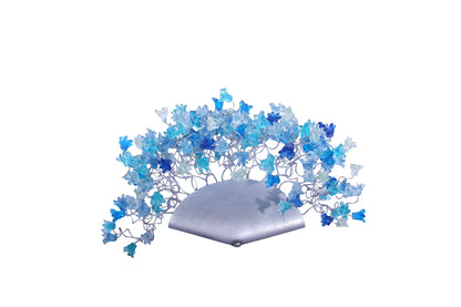 Gray Blue Floral Wall Sconce: Handmade Resin Up-Lighting Fixture