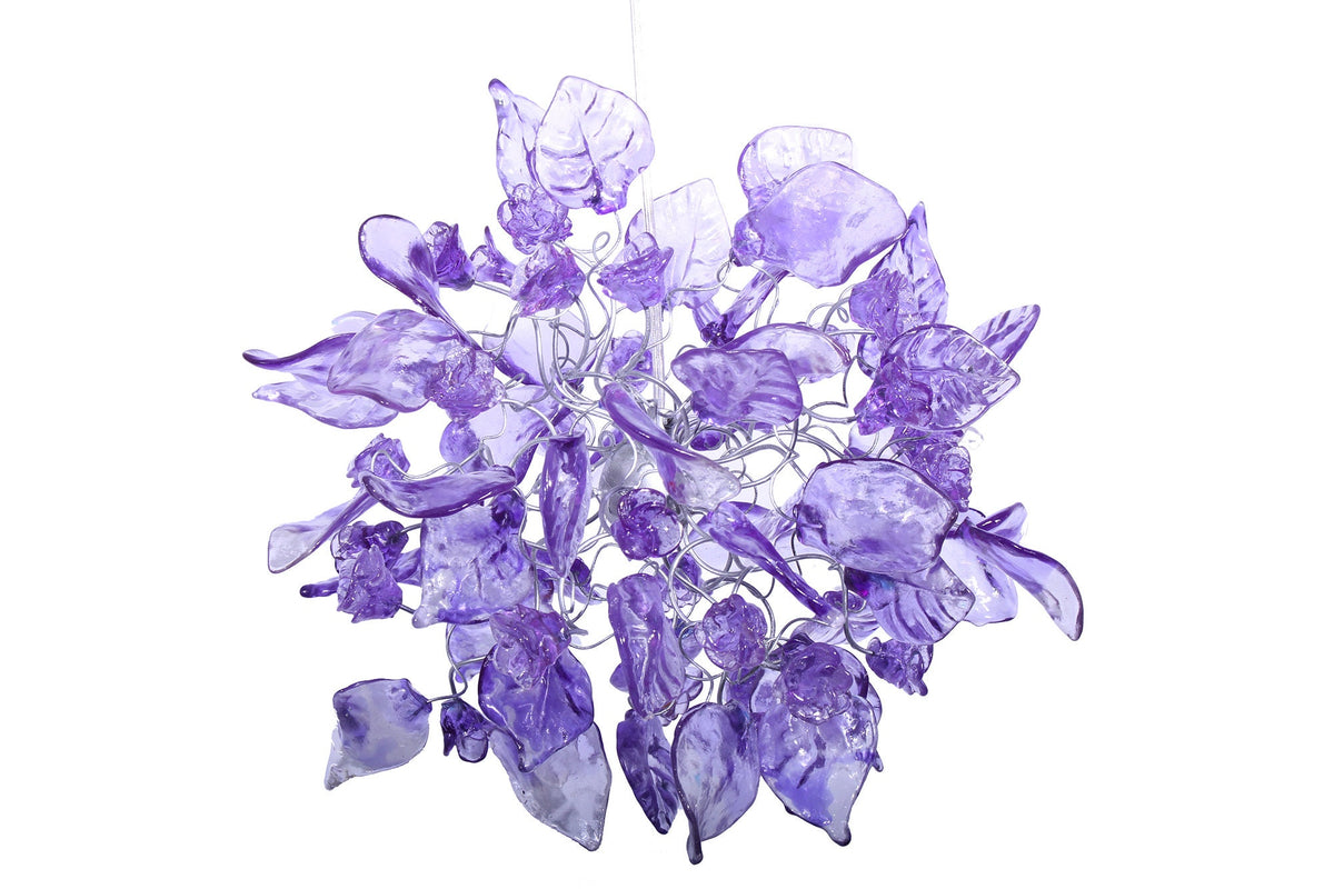 Purple pendant lighting with flowers and leaves a unique lighting