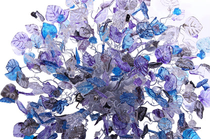 Large 30 inch Flush Mount Ceiling Light: Purple Blue Gray Resin Flowers