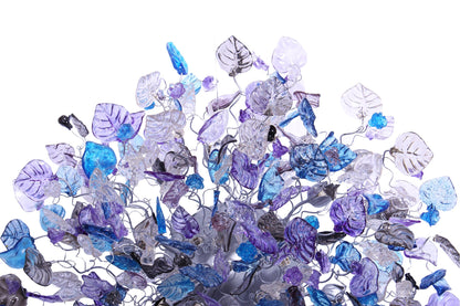 Large 30 inch Flush Mount Ceiling Light: Purple Blue Gray Resin Flowers