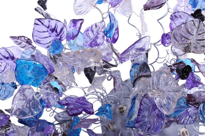 Large 30 inch Flush Mount Ceiling Light: Purple Blue Gray Resin Flowers