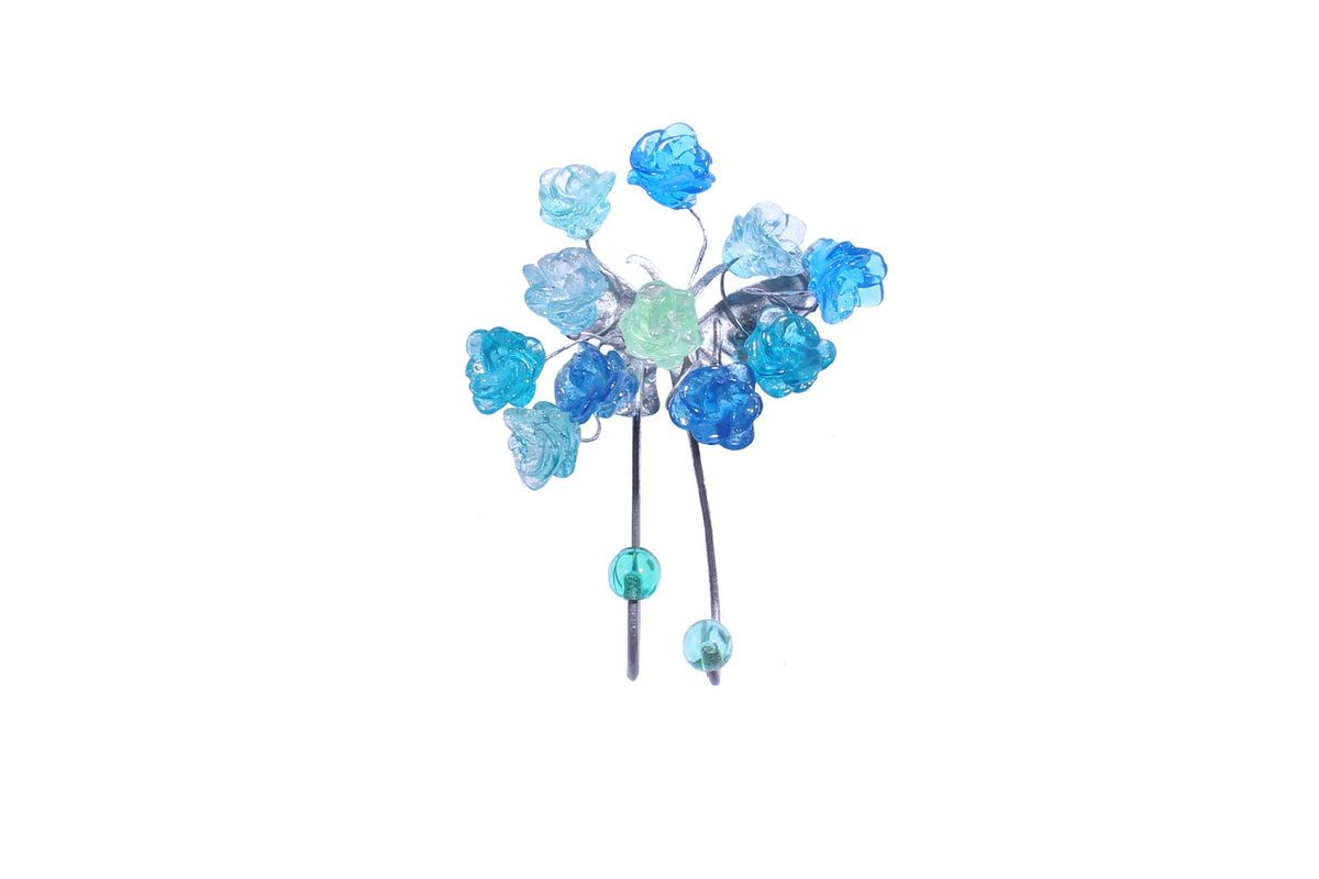 Wall Hook with sea color resin flowers and metal butterfly, decorative wall hanger.