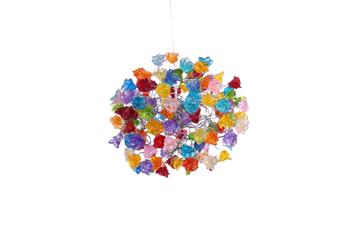 Ceiling Light Fixture with Rainbow color roses Pendent Light for hall, bathroom or bedroom.