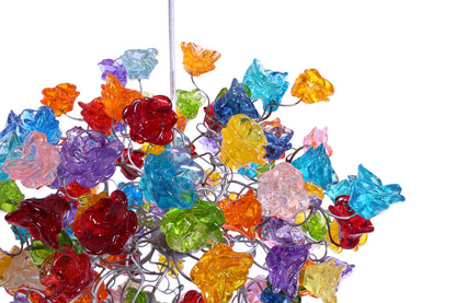 Ceiling Light Fixture with Rainbow color roses Pendent Light for hall, bathroom or bedroom.