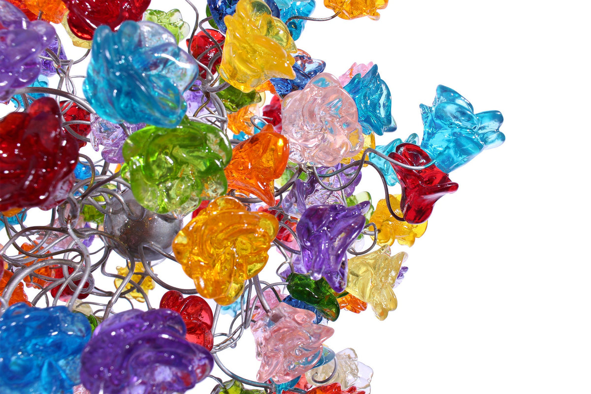 Ceiling Light Fixture with Rainbow color roses Pendent Light for hall, bathroom or bedroom.