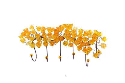 Resin Flower Metal Wall Hooks: Decorative Coat Rack Hanger 20/10 Inch