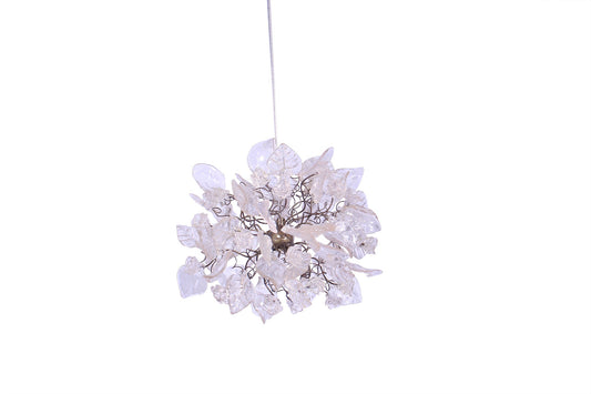 Pendant light with Crystal clear flowers and leaves for hall, bathroom or as a bedside lamp - a unique lighting.