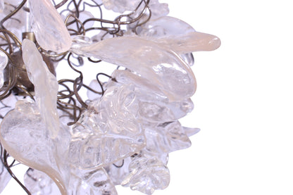Pendant light with Crystal clear flowers and leaves for hall, bathroom or as a bedside lamp - a unique lighting.