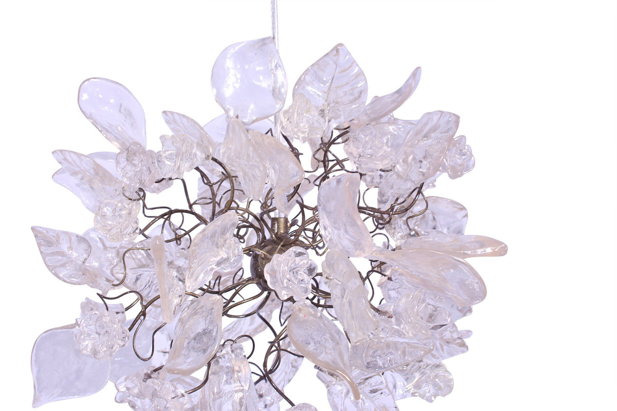 Pendant light with Crystal clear flowers and leaves for hall, bathroom or as a bedside lamp - a unique lighting.