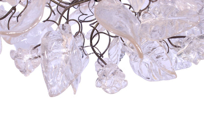 Pendant light with Crystal clear flowers and leaves for hall, bathroom or as a bedside lamp - a unique lighting.