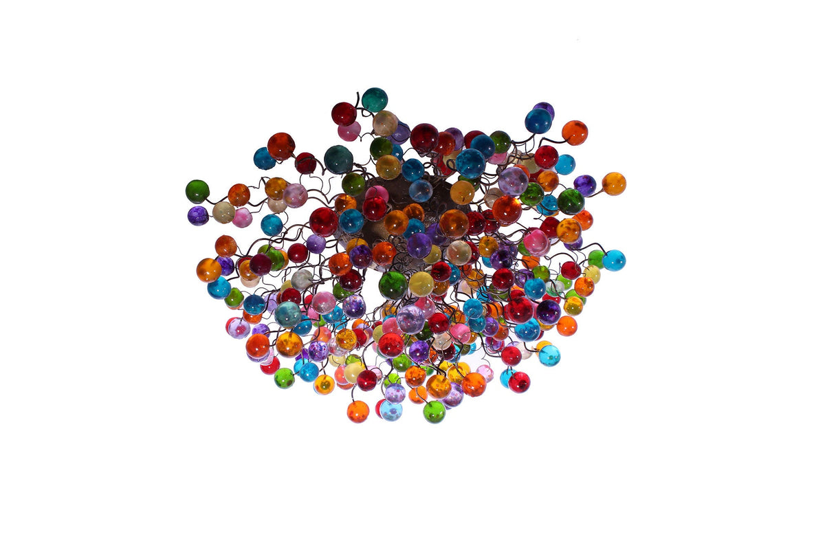 Large Flush mount Ceiling light with multicolored bubbles